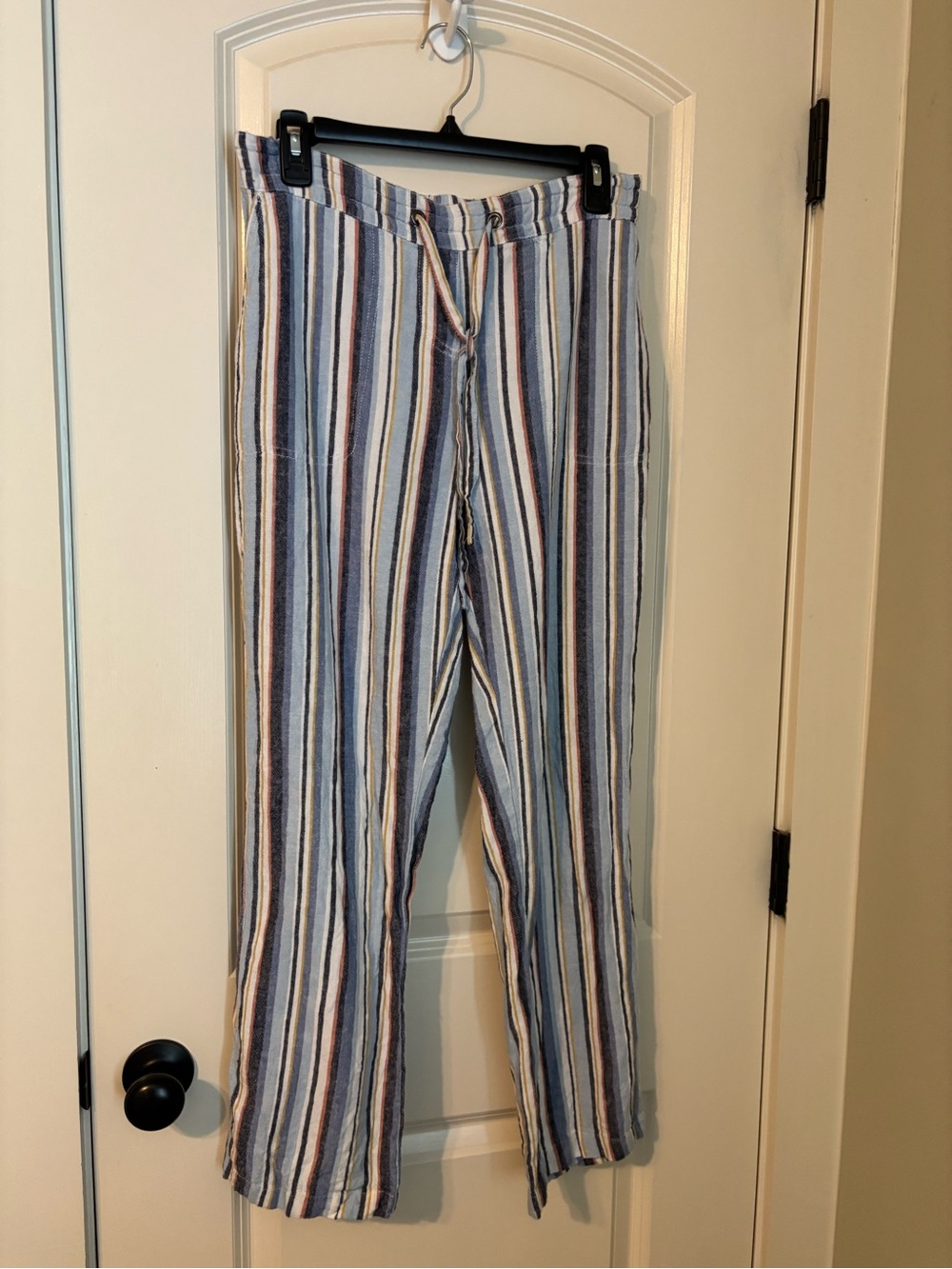 Per Se Striped Wide-Leg Pants in Blue, Cream, and Brown